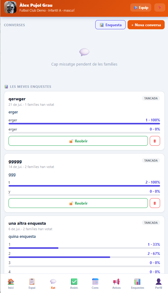 App Coach · Xat amb famílies